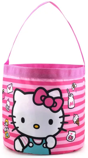 Fast Forward Sanrio Hello Kitty Easter Baskets for Kids | Hello Kitty Toy Storage Kids Easter Bag Bucket Tote Bag for Girls, Boys, Unisex | Cute Soft Gift Basket Bucket Trick or Treat Bags