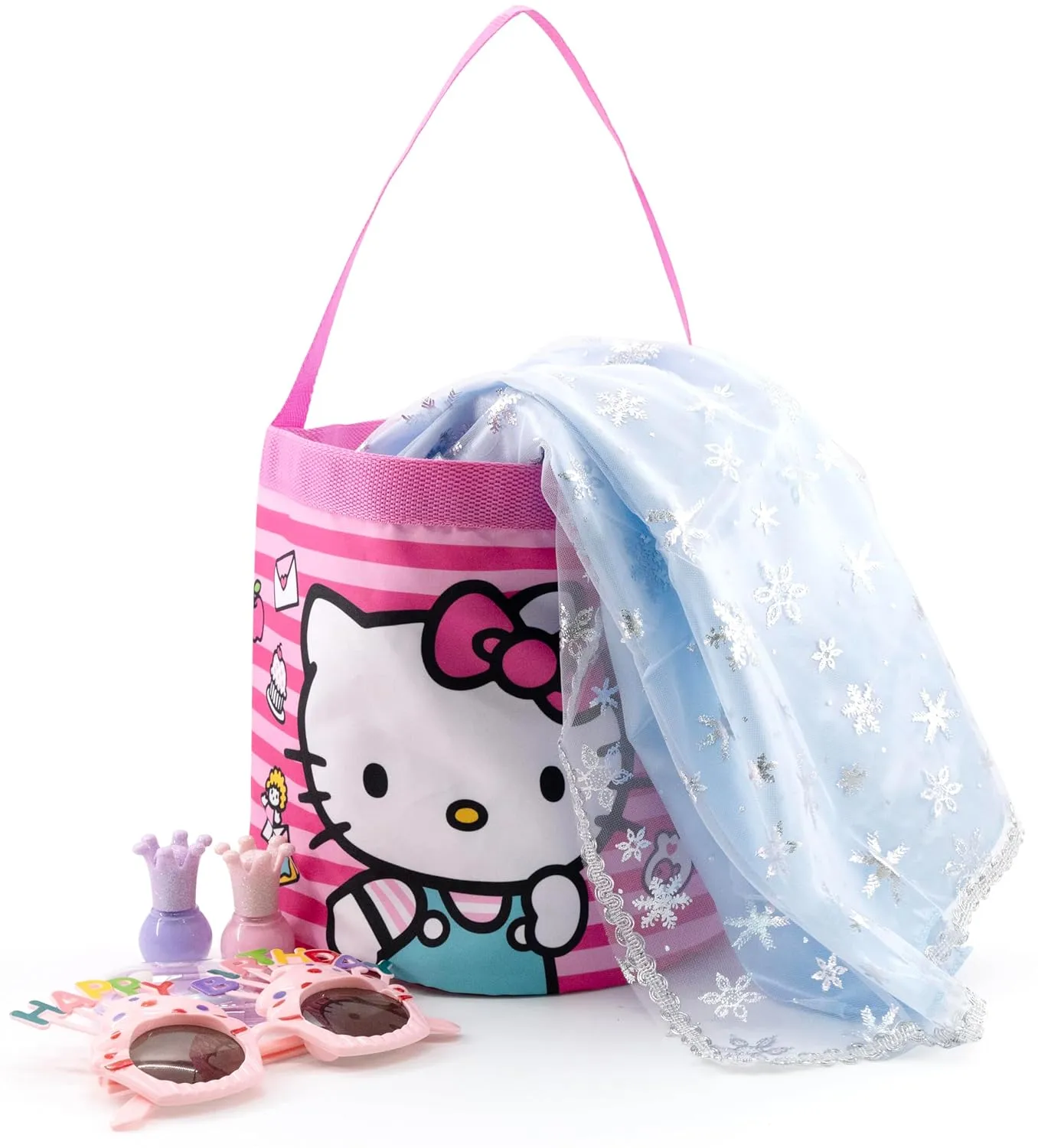 Fast Forward Sanrio Hello Kitty Easter Baskets for Kids | Hello Kitty Toy Storage Kids Easter Bag Bucket Tote Bag for Girls, Boys, Unisex | Cute Soft Gift Basket Bucket Trick or Treat Bags