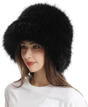 Faux Fur Bucket Hats Winter Warm Wide Brim Fisherman Cap for Women Fluffy Fuzzy Bucket Hat
