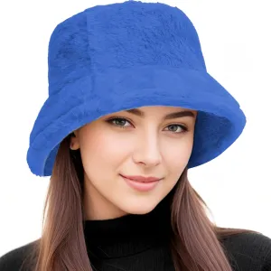 Faux Fur Winter Bucket Hat for Women Men Fuzzy Warm Hat Women's Furry Fisherman Cap for Casual, Trips, Sports, Skiing