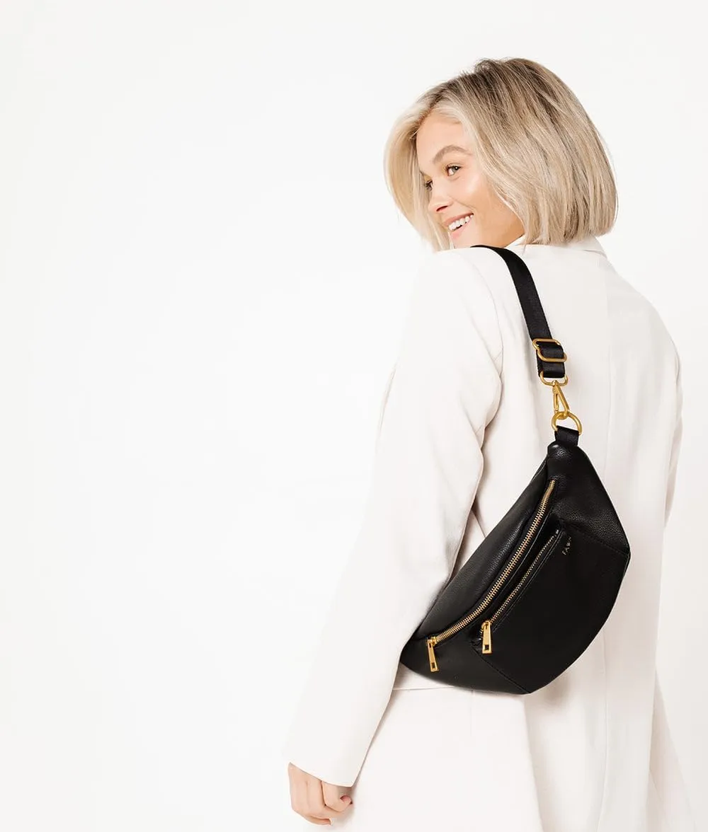FAWN DESIGN The Fawny Pack Black Fanny Pack, Fanny Pack for Women Crossbody Bag, 2 Pockets and 6 Interior Card Slots, Adjustable Nylon Strap