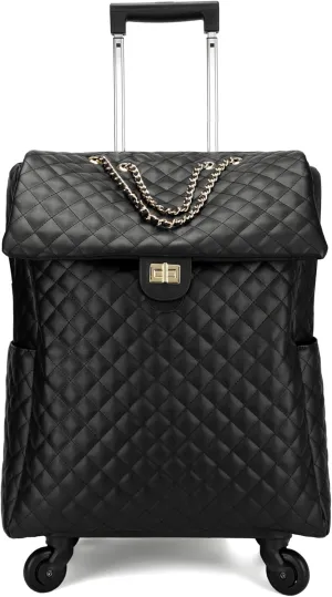 feilario 21in Leather Softside Underseat Carry on Suitcases Travel Duffel Bag with 4-rolling Spinner Wheels