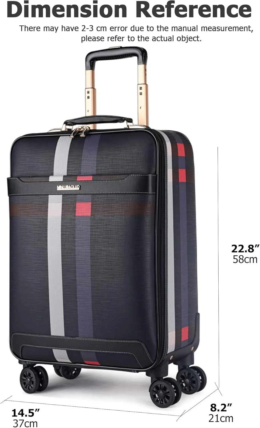 feilario 2Pcs Leather Business Spinner Wheel Luggage Waterproof Carry-On Suitcase with TSA Lock - Capacity 36-55L