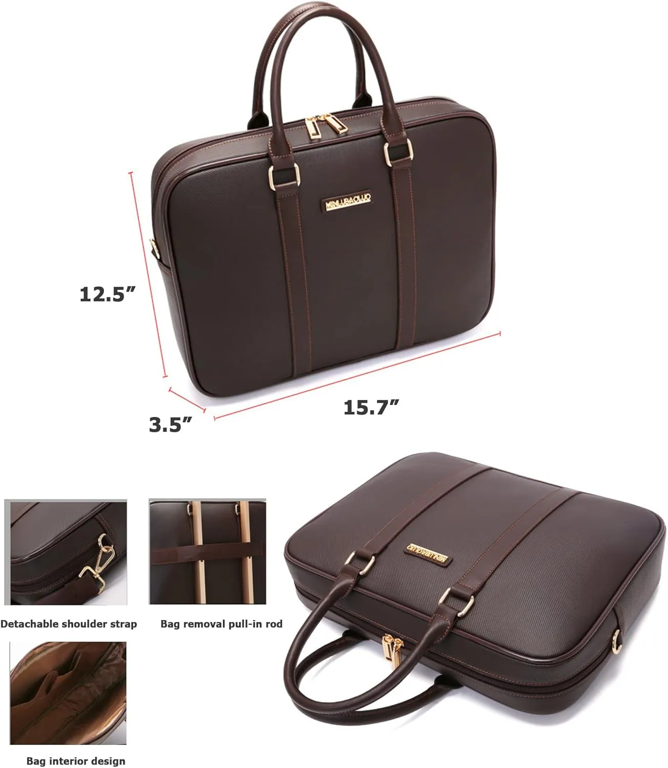 feilario 2Pcs Leather Business Spinner Wheel Luggage Waterproof Carry-On Suitcase with TSA Lock - Capacity 36-55L