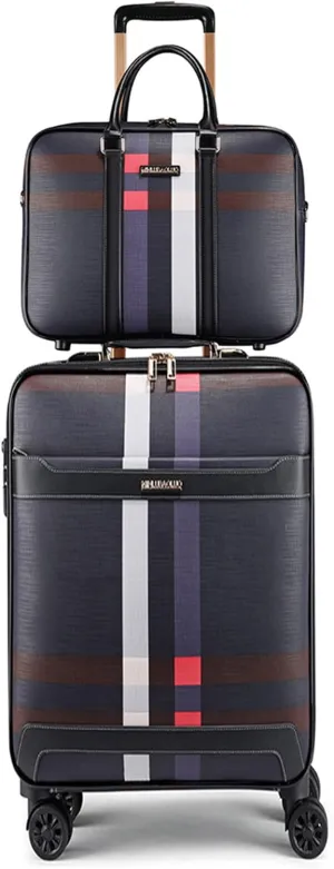 feilario 2Pcs Leather Business Spinner Wheel Luggage Waterproof Carry-On Suitcase with TSA Lock - Capacity 36-55L
