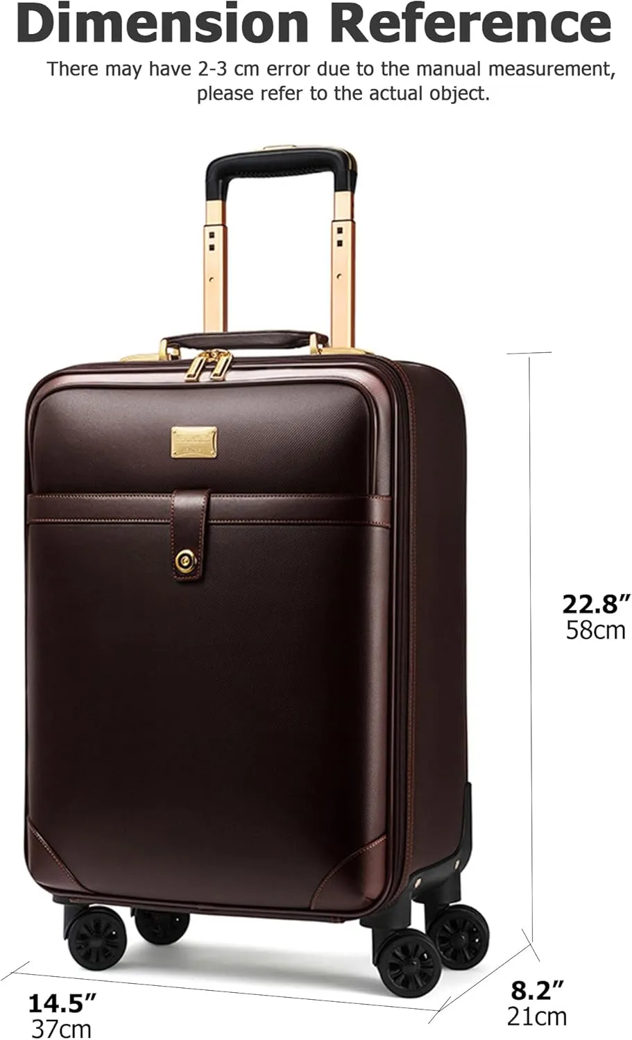 feilario 2Pcs Leather Business Spinner Wheel Luggage Waterproof Carry-On Suitcase with TSA Lock - Capacity 36-55L