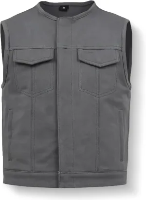First Mfg Co - Lowside - Mens Motorcycle Biker Riding Canvas, Leather, Twill, Perforated Leather Vest
