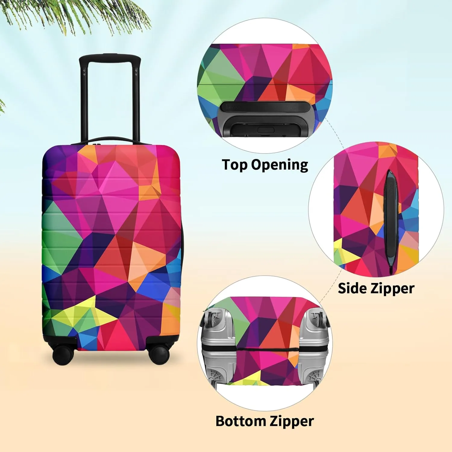 FIRST WAY Luggage Cover Protector - Anti-Scratch Suitcase Cover for Travel - Protects Against Dirt and Wear, Fits 27"-30" Luggage Geometric