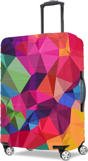 FIRST WAY Luggage Cover Protector - Anti-Scratch Suitcase Cover for Travel - Protects Against Dirt and Wear, Fits 27"-30" Luggage Geometric