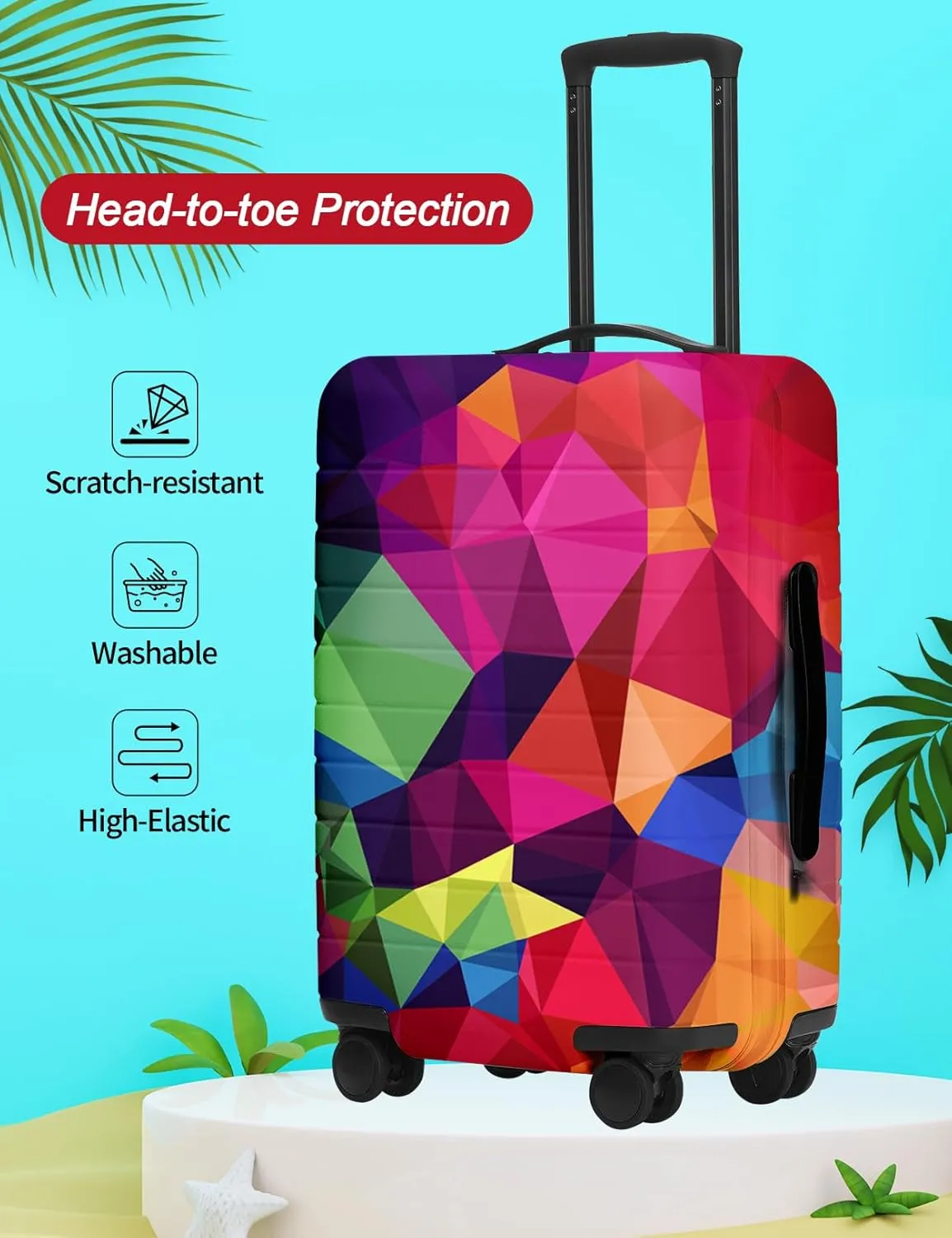 FIRST WAY Luggage Cover Protector - Anti-Scratch Suitcase Cover for Travel - Protects Against Dirt and Wear, Fits 27"-30" Luggage Geometric