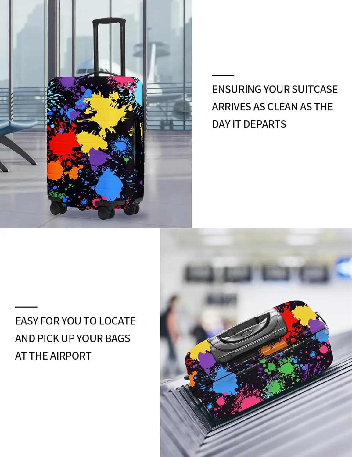 FIRST WAY Luggage Cover Protector - Anti-Scratch Suitcase Cover for Travel - Protects Against Dirt and Wear, Fits 27"-30" Luggage Graffiti