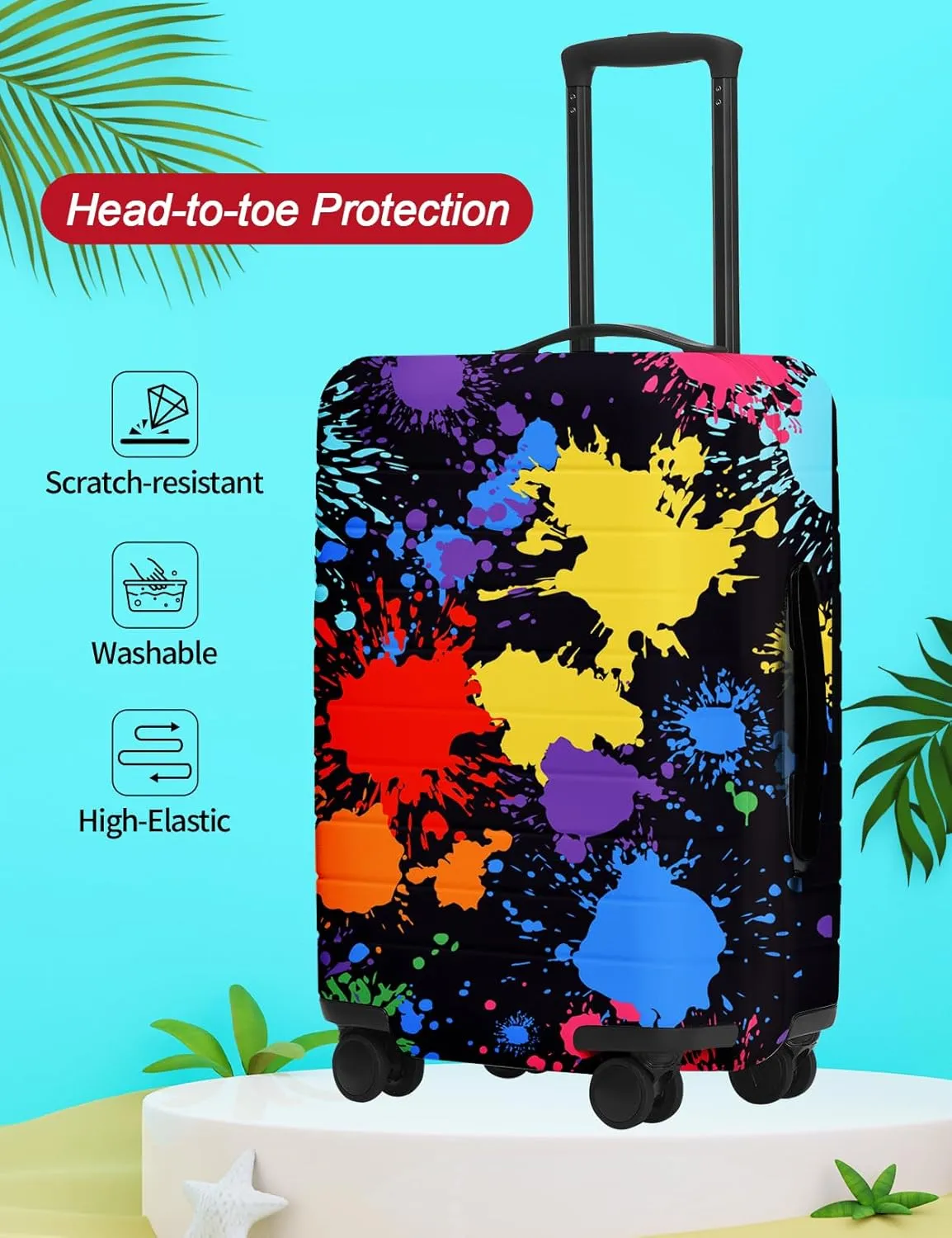 FIRST WAY Luggage Cover Protector - Anti-Scratch Suitcase Cover for Travel - Protects Against Dirt and Wear, Fits 27"-30" Luggage Graffiti