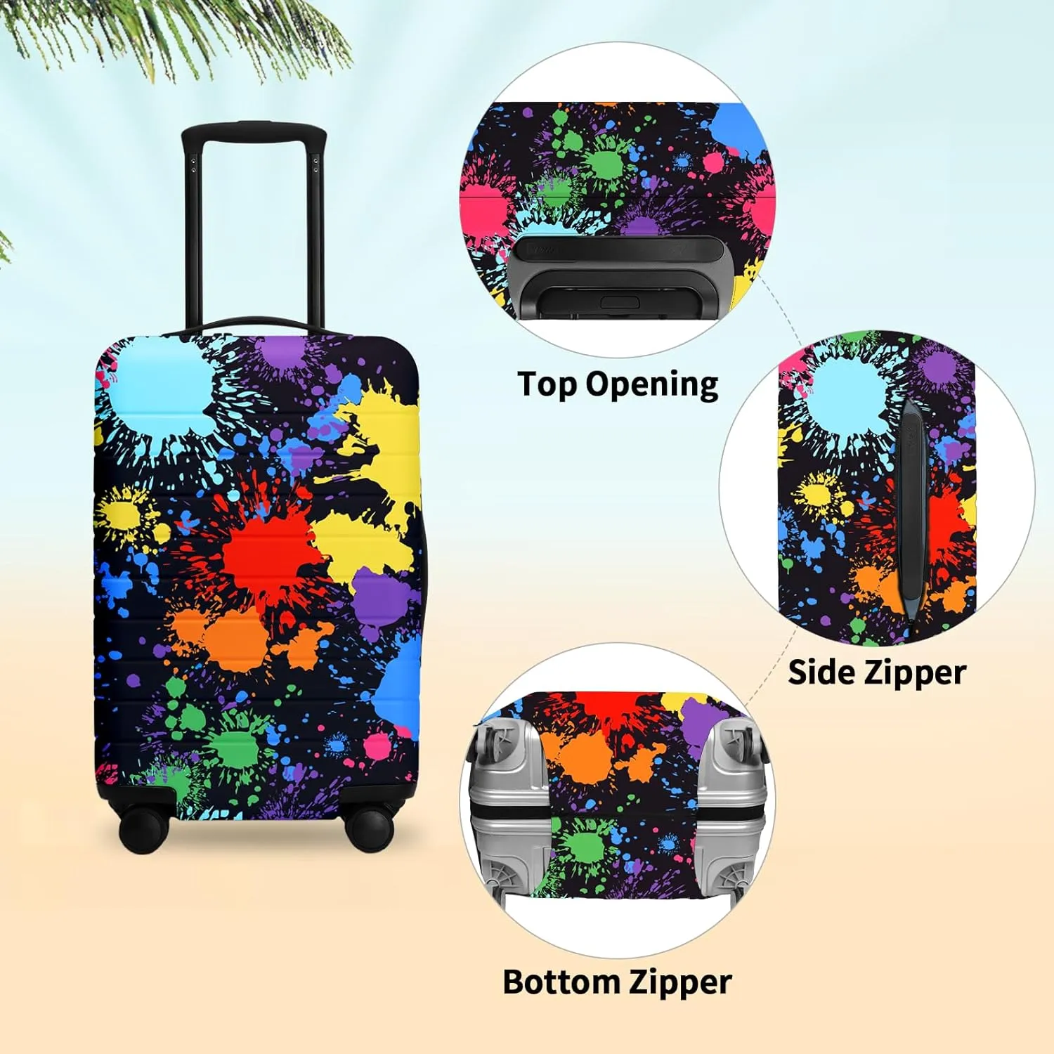 FIRST WAY Luggage Cover Protector - Anti-Scratch Suitcase Cover for Travel - Protects Against Dirt and Wear, Fits 27"-30" Luggage Graffiti
