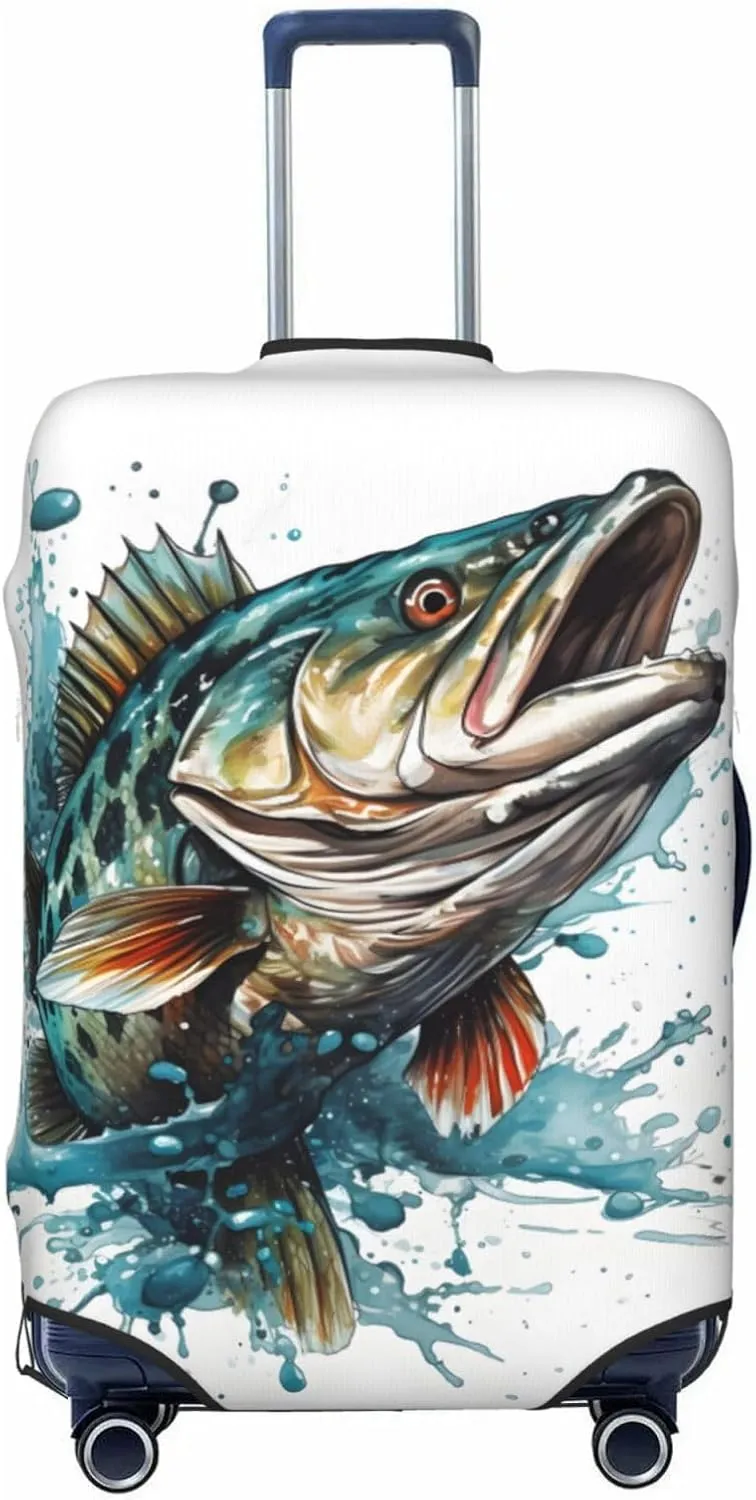 Fish Splash Luggage Cover Washable Elastic Suitcase Cover Anti-Scratch Travel Luggage Protector Covers for Kids Adult XL fits 29-32 inch Suitcase