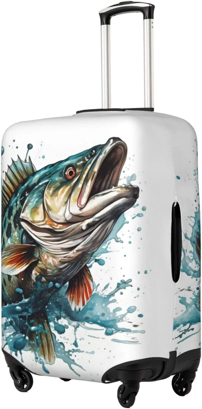 Fish Splash Luggage Cover Washable Elastic Suitcase Cover Anti-Scratch Travel Luggage Protector Covers for Kids Adult XL fits 29-32 inch Suitcase