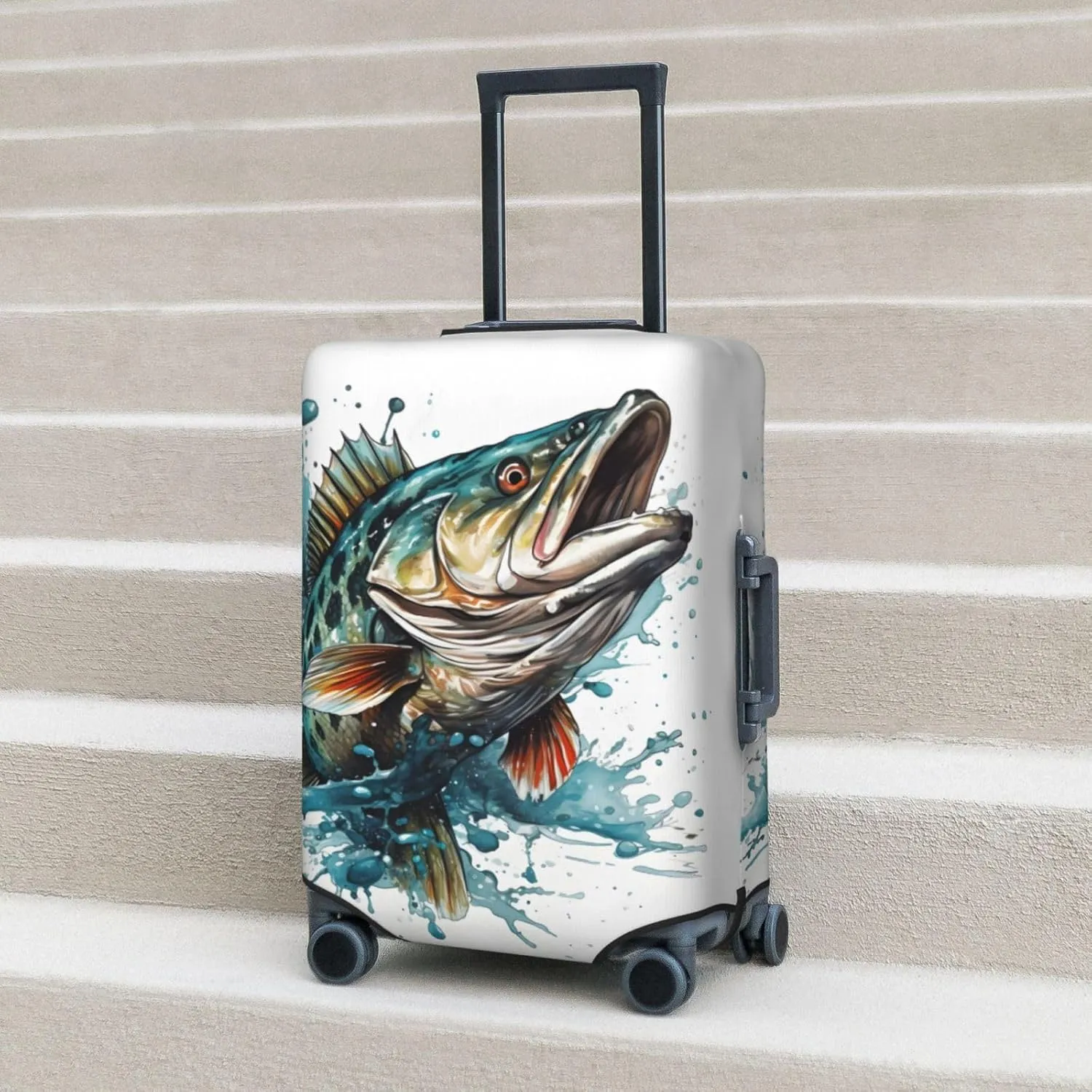 Fish Splash Luggage Cover Washable Elastic Suitcase Cover Anti-Scratch Travel Luggage Protector Covers for Kids Adult XL fits 29-32 inch Suitcase