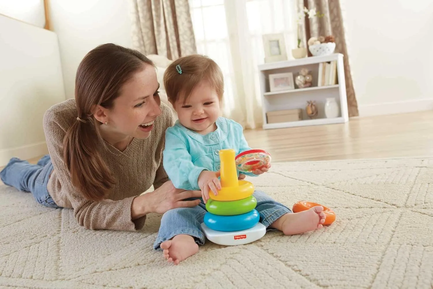 Fisher-Price Infant Toy Set, Baby’s First Blocks (10 Shapes) and Rock-a-Stack Ring Stacking Activity for Ages 6  Months​ (Amazon Exclusive)