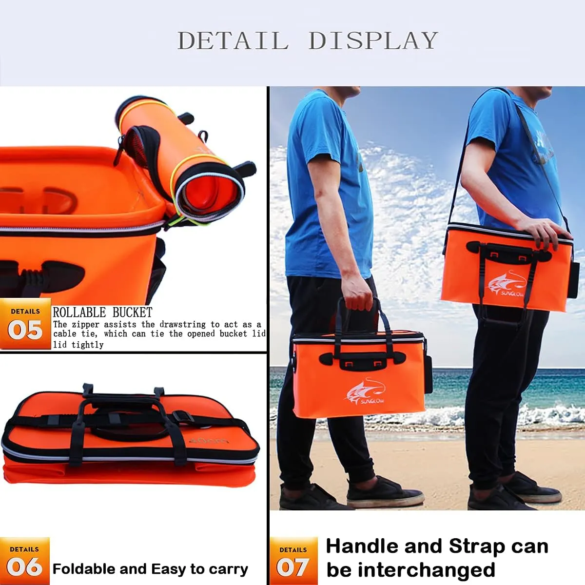 Fishing Bucket, 6Gallon/8Gallon/10Gallon Foldable Fish Bucket,Live Fish Container Multi-Functional Live Fish Bait Bucket,Outdoor Camping EVA Fishing Bag and Fish Protection Bucket