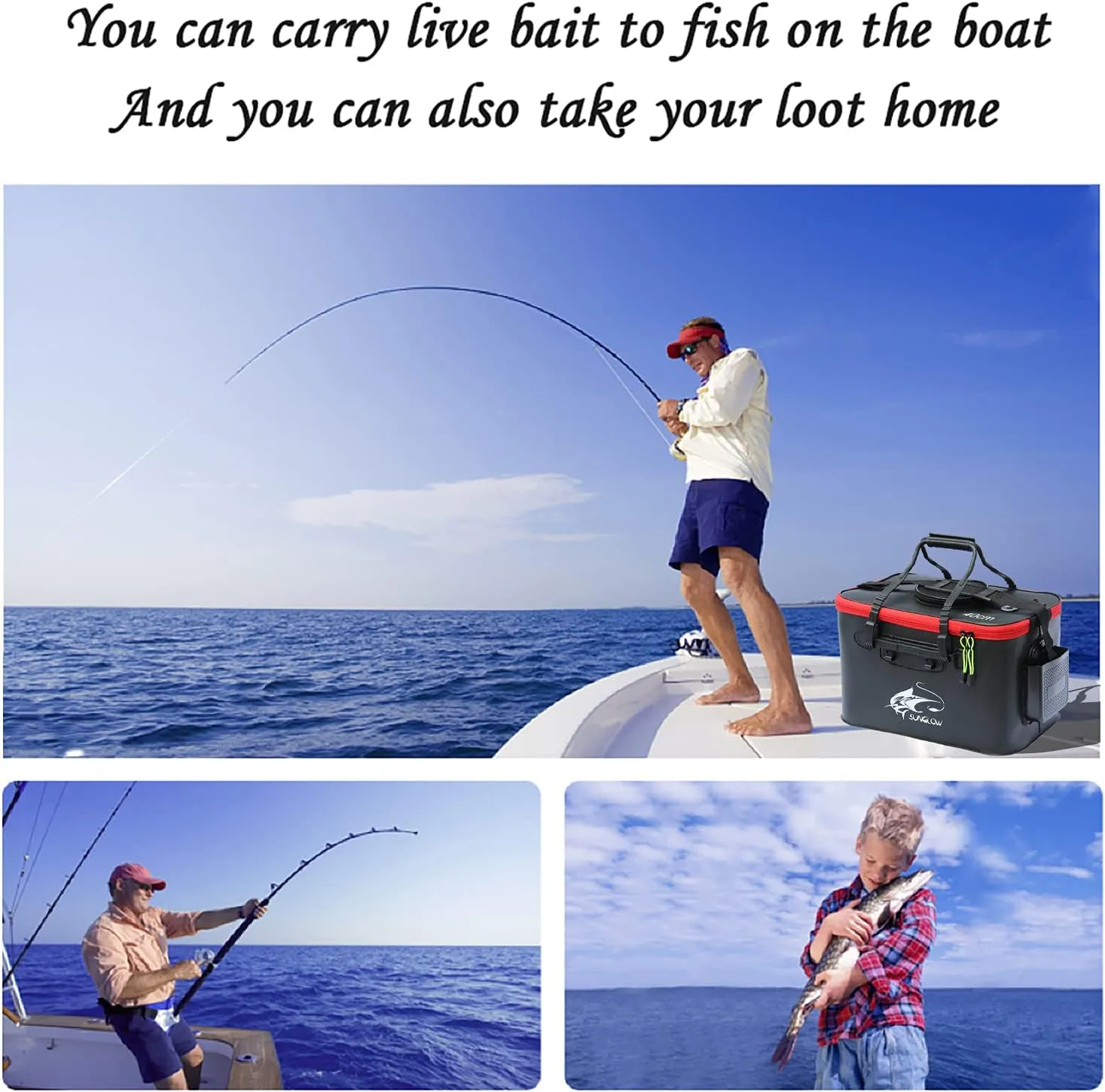Fishing Bucket, 6Gallon/8Gallon/10Gallon Foldable Fish Bucket,Live Fish Container Multi-Functional Live Fish Bait Bucket,Outdoor Camping EVA Fishing Bag and Fish Protection Bucket