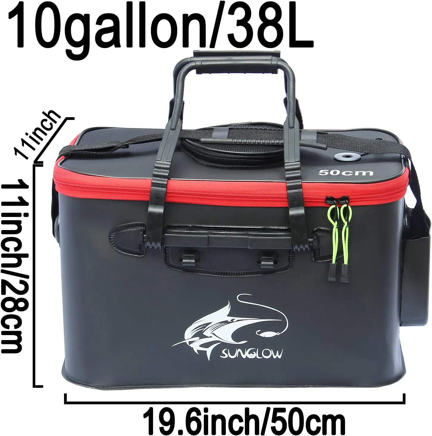 Fishing Bucket, 6Gallon/8Gallon/10Gallon Foldable Fish Bucket,Live Fish Container Multi-Functional Live Fish Bait Bucket,Outdoor Camping EVA Fishing Bag and Fish Protection Bucket