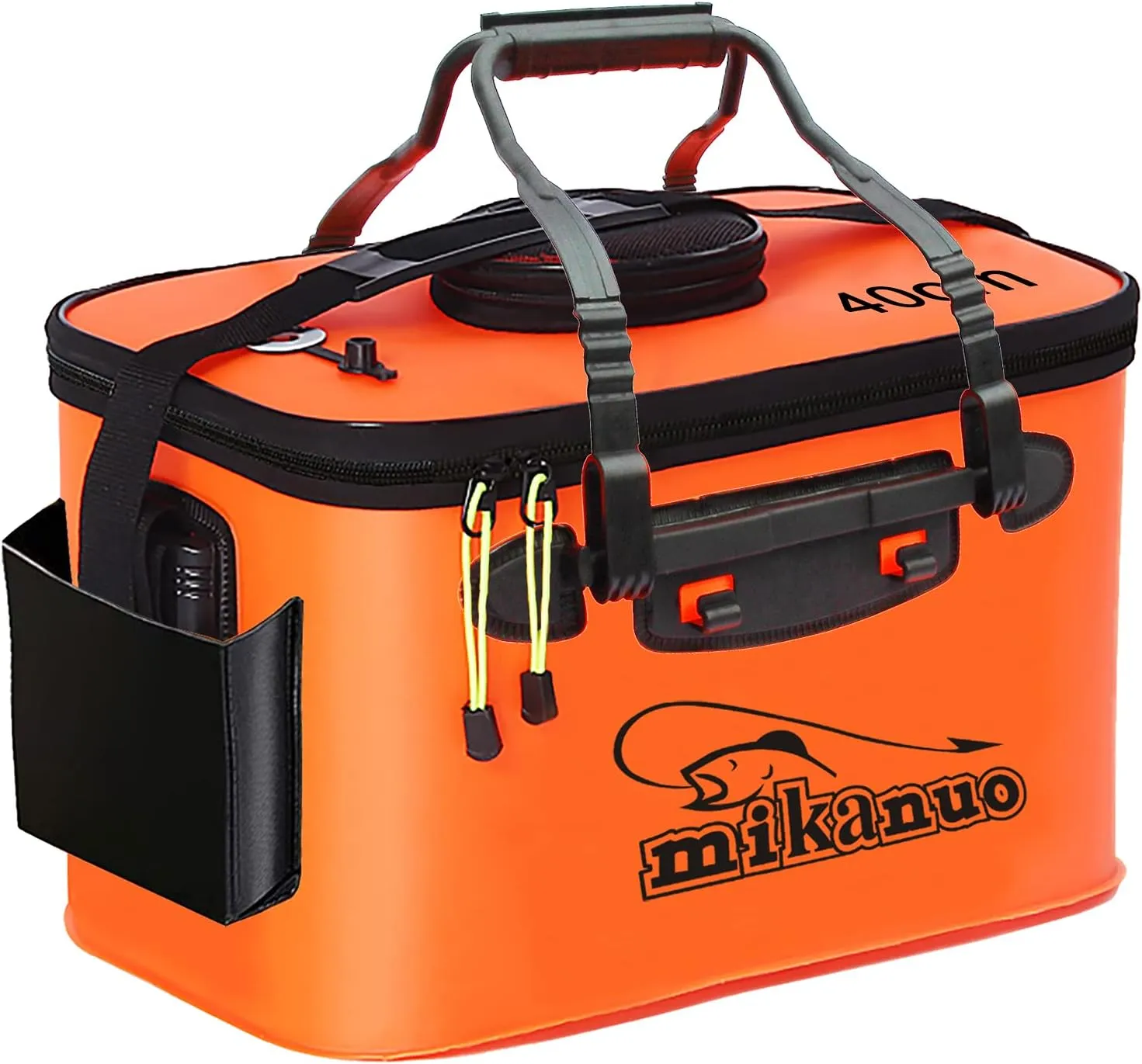 Fishing Bucket,Foldable Fish Bucket, Multi-Functional EVA Fishing Bag for Outdoor, Live Fish Lures Bucket and Fish Protection Bucket,10GAL/8GAL/6GAL/4.8GAL/3GAL Live Fish Container(6GAL/Orange)