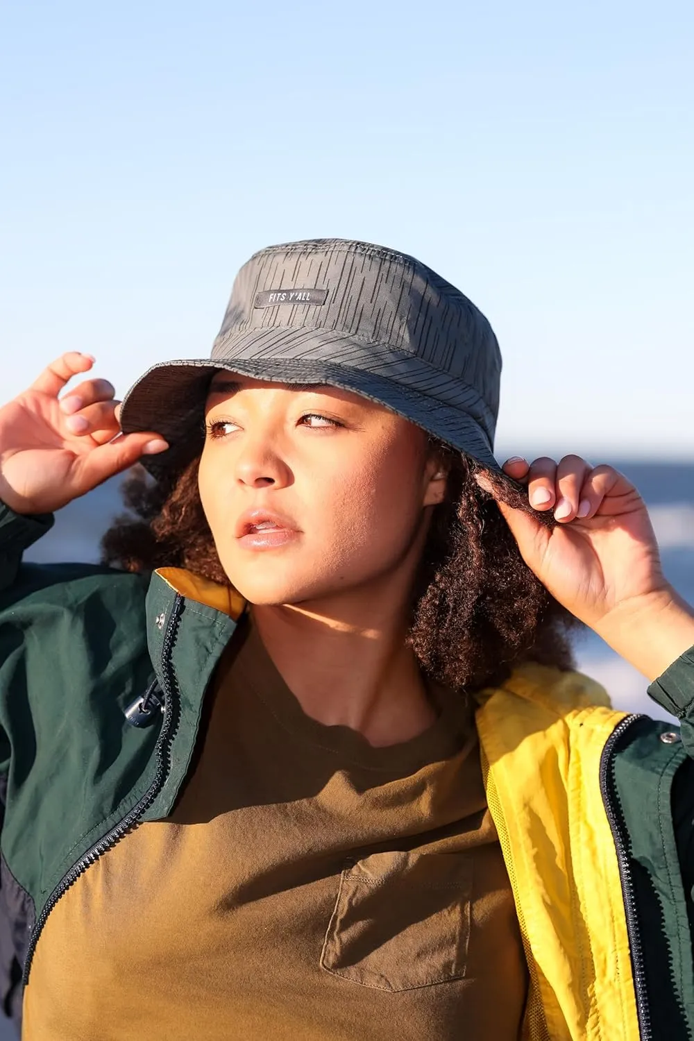 Fits Y'all Microfiber Packable Rain Pattern Bucket Hat: Stain & Water Repellent, Quick Dry, for All Genders