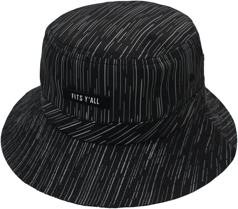 Fits Y'all Microfiber Packable Rain Pattern Bucket Hat: Stain & Water Repellent, Quick Dry, for All Genders