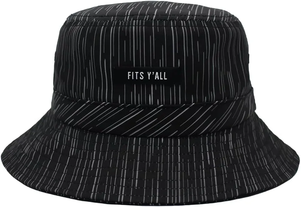 Fits Y'all Microfiber Packable Rain Pattern Bucket Hat: Stain & Water Repellent, Quick Dry, for All Genders