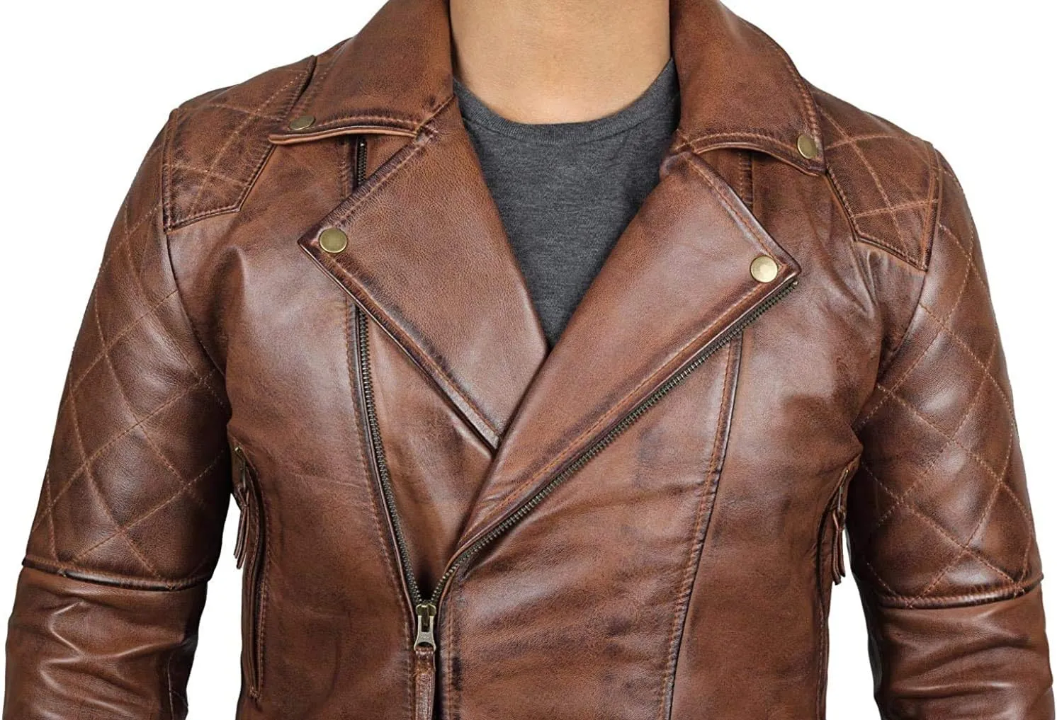 fjackets Asymmetrical Style Men's Leather Jacket - Premium Lambskin Leather Jackets Men