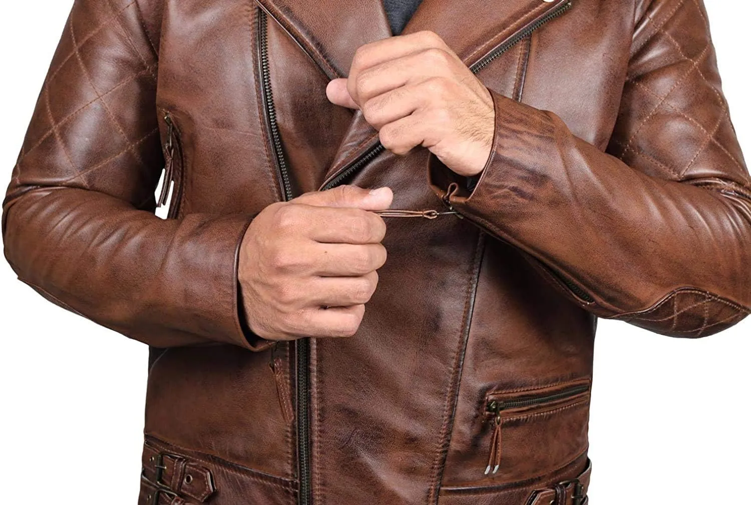 fjackets Asymmetrical Style Men's Leather Jacket - Premium Lambskin Leather Jackets Men