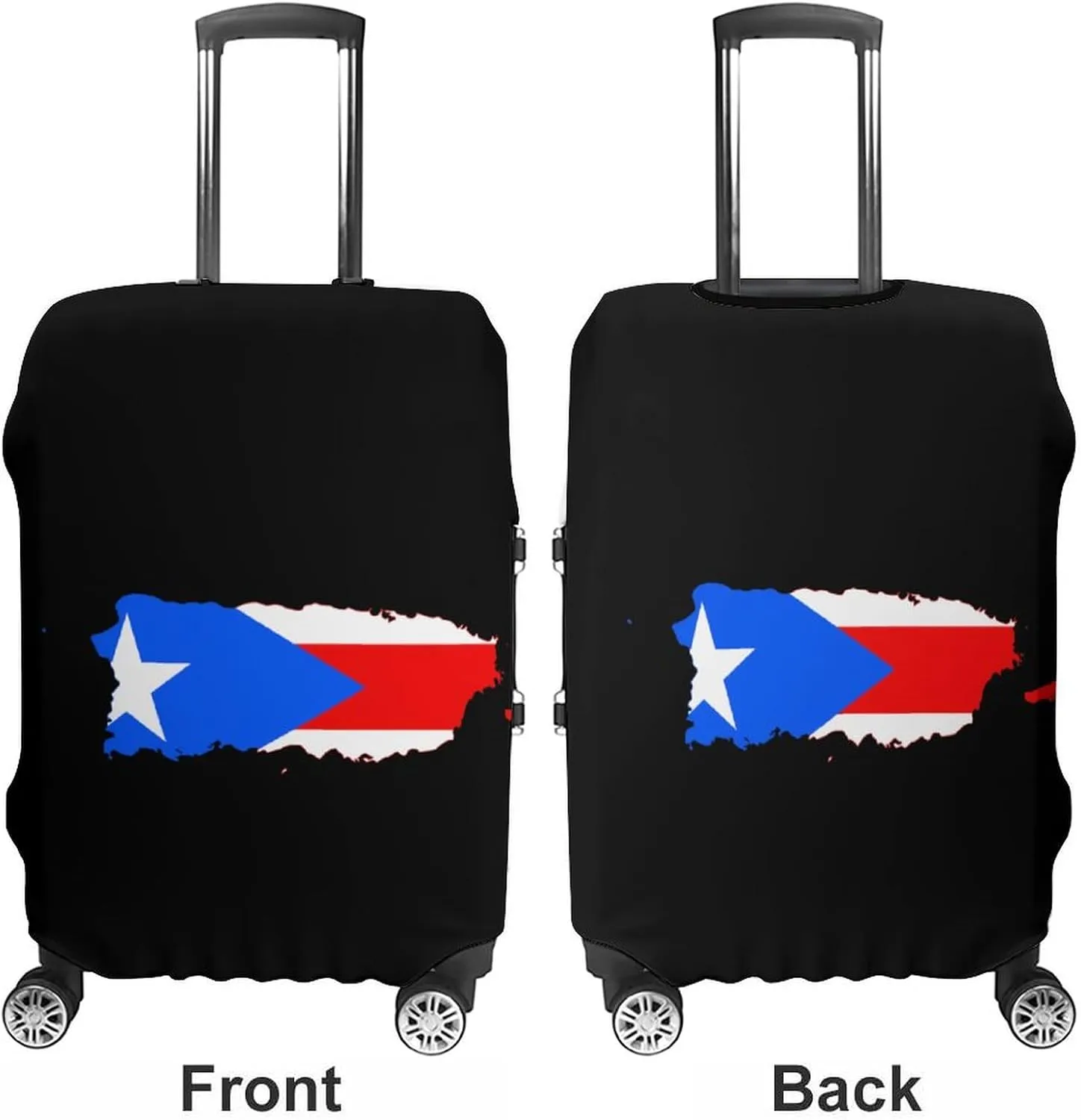 Flag Map of PR State Funny Travel Luggage Case Cover Elastic Suitcase Protector Washable Baggage Covers Fits 19-32 Inch