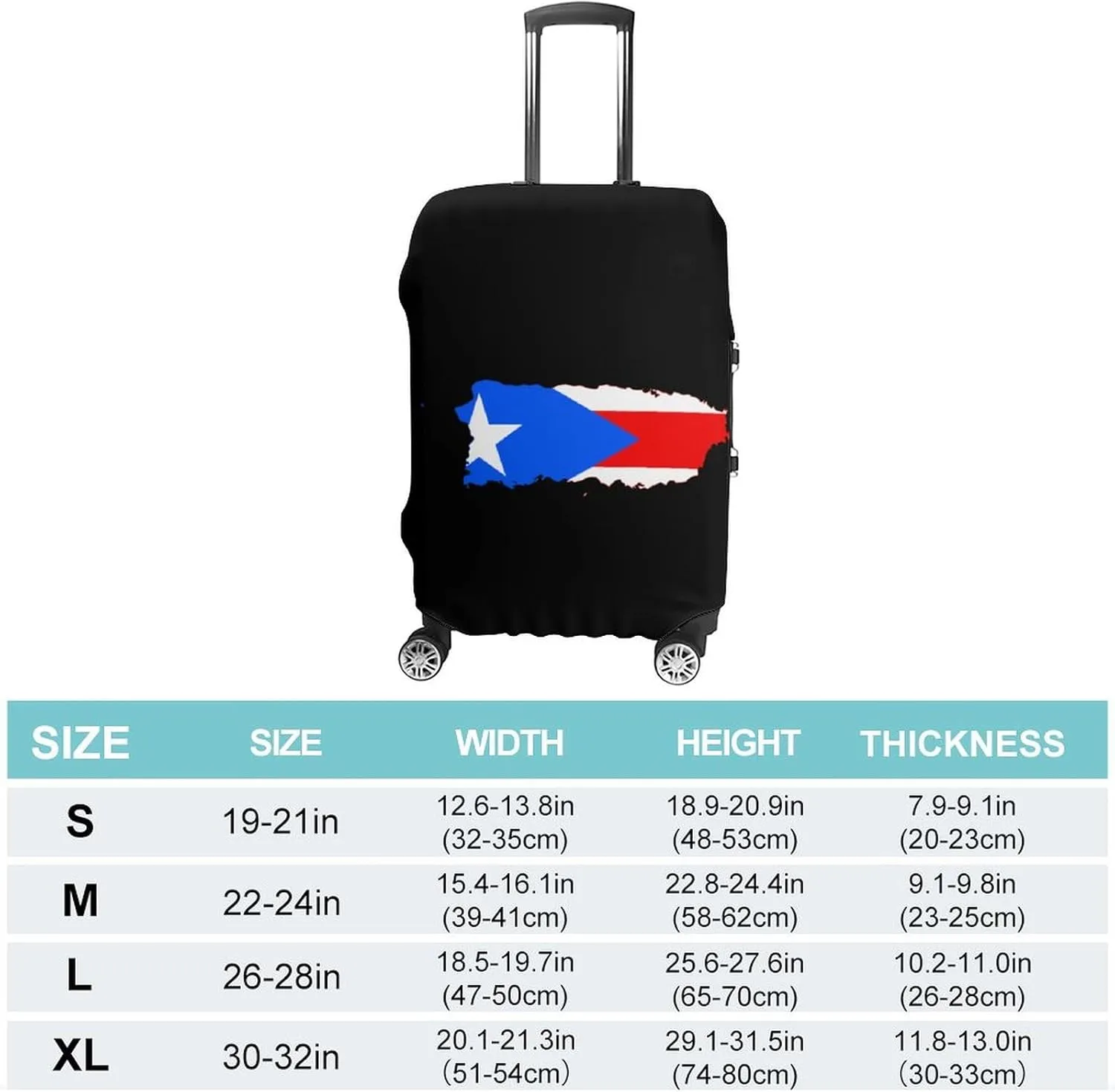Flag Map of PR State Funny Travel Luggage Case Cover Elastic Suitcase Protector Washable Baggage Covers Fits 19-32 Inch