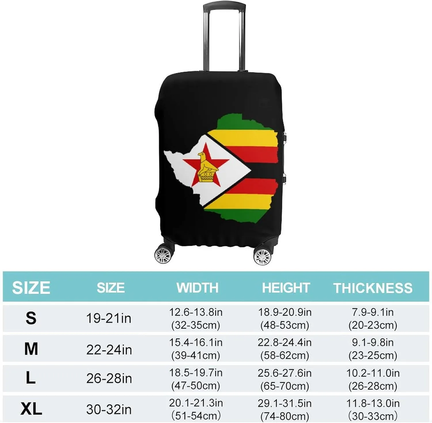 Flag Map of Zimbabwe Travel Luggage Cover Novelty Funny Washable Suitcase Protector Baggage Covers
