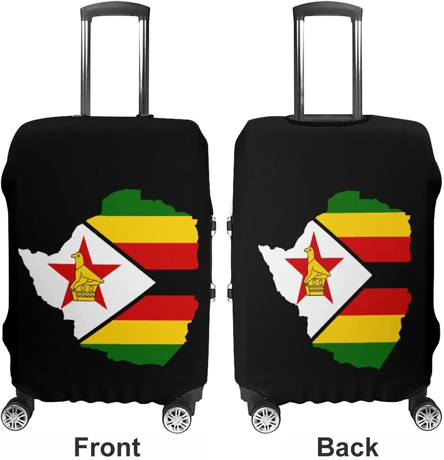 Flag Map of Zimbabwe Travel Luggage Cover Novelty Funny Washable Suitcase Protector Baggage Covers
