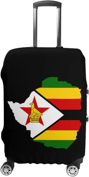 Flag Map of Zimbabwe Travel Luggage Cover Novelty Funny Washable Suitcase Protector Baggage Covers