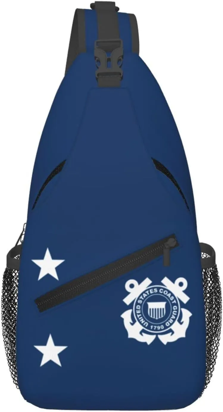 Flag of a United States Coast Guard rear admiral Crossbody Bags For Women Men Chest Backpack Gym Shoulder Bag Travel Outdoor Sports Casual Crossbody Bags