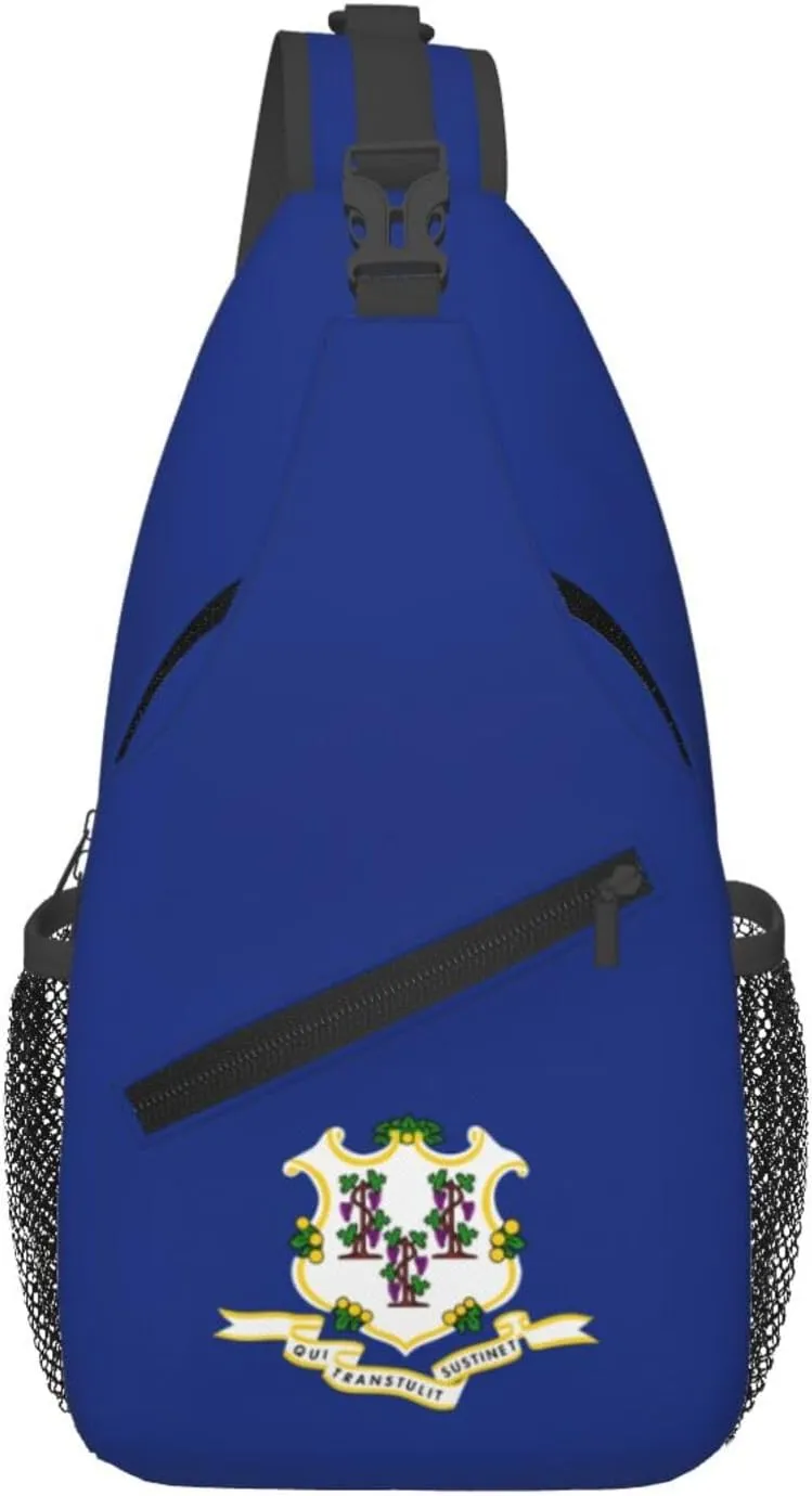 Flag of Connecticut Crossbody Bags For Women Men Chest Backpack Gym Shoulder Bag Travel Outdoor Sports Casual Crossbody Bags