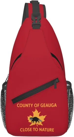 Flag Of Geauga County, Ohio (1978) Crossbody Bags For Women Men Chest Backpack Gym Shoulder Bag Travel Outdoor Sports Casual Crossbody Bags