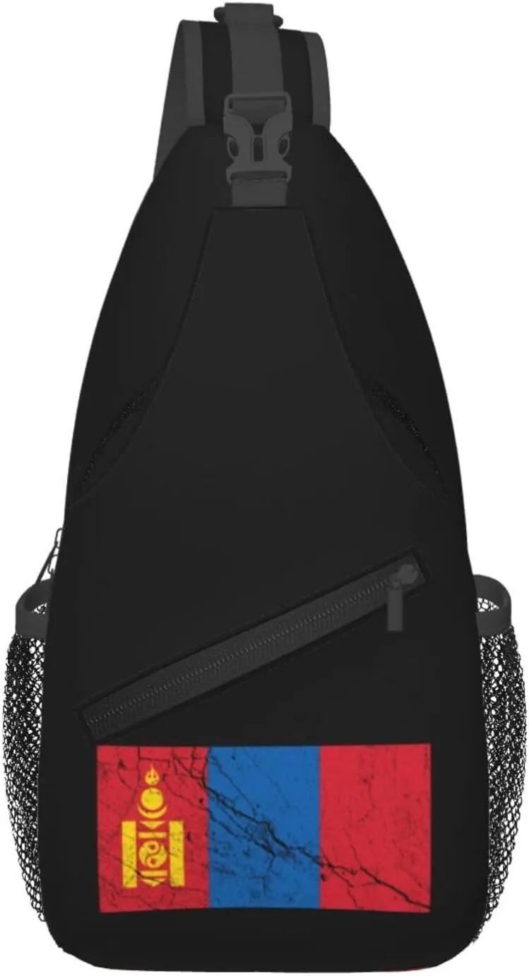 Flag Of Mongolia Texture Effect Crossbody Bags For Women Men Chest Backpack Gym Shoulder Bag Travel Outdoor Sports Casual Crossbody Bags