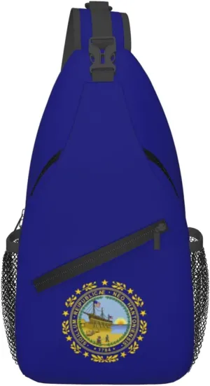 Flag Of New Hampshire (1909-1931) Crossbody Bags For Women Men Chest Backpack Gym Shoulder Bag Travel Outdoor Sports Casual Crossbody Bags