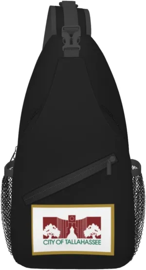 Flag Of Tallahassee, Florida (City Hall Silhouette Flag, Used 1986-2002) Crossbody Bags For Women Men Chest Backpack Gym Shoulder Bag Travel Outdoor Sports Casual Crossbody Bags