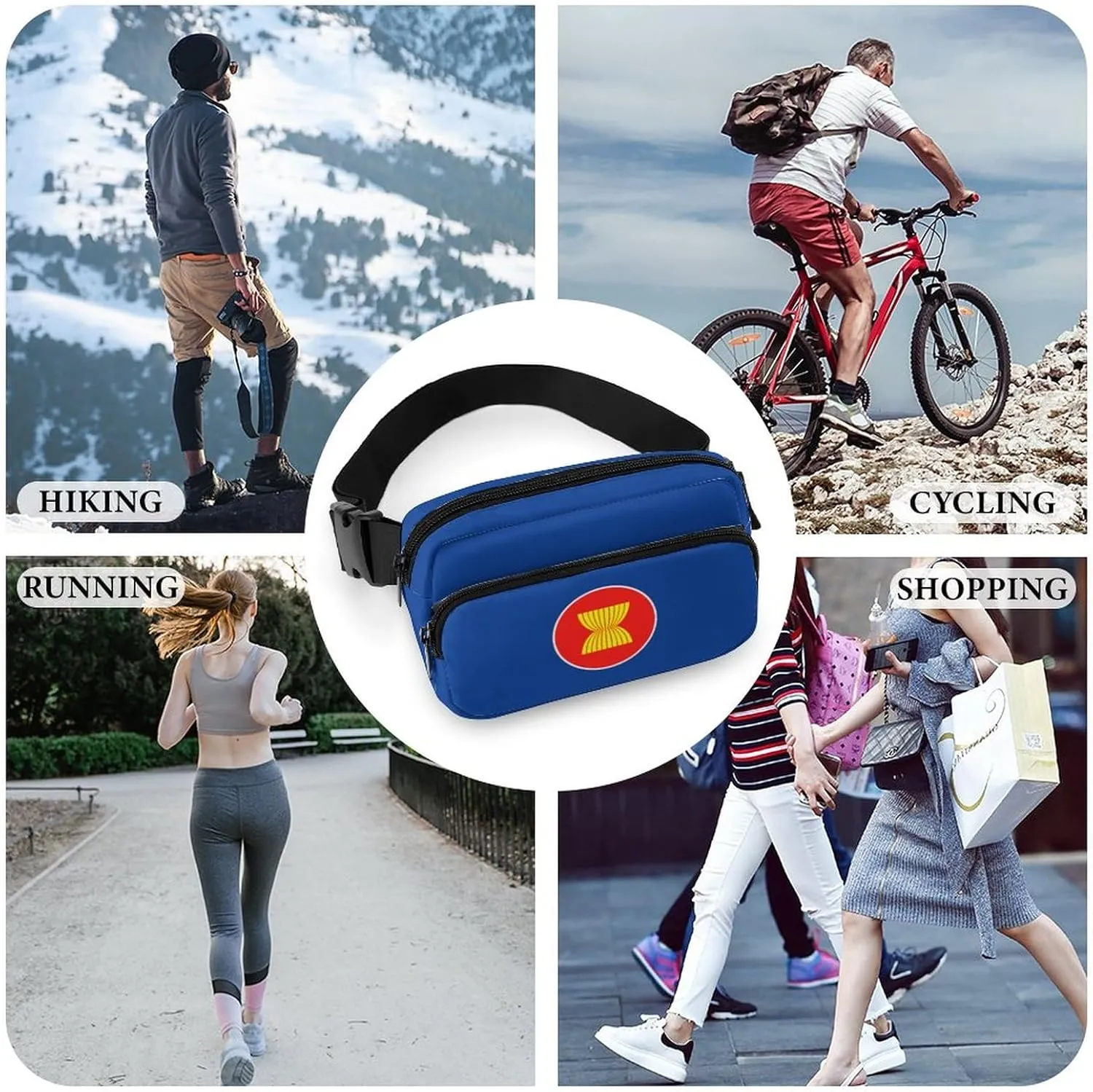 Flag of The Association of Southeast Asian Nations Unisex Mini Belt Bag with Adjustable Strap Small Fanny Pack Crossbody Chest Bag