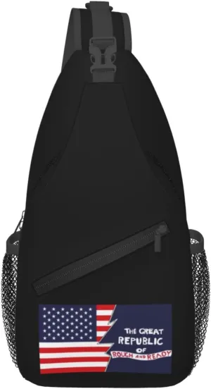 Flag Of The Great Republic Of Rough And Ready And America Crossbody Bags For Women Men Chest Backpack Gym Shoulder Bag Travel Outdoor Sports Casual Crossbody Bags