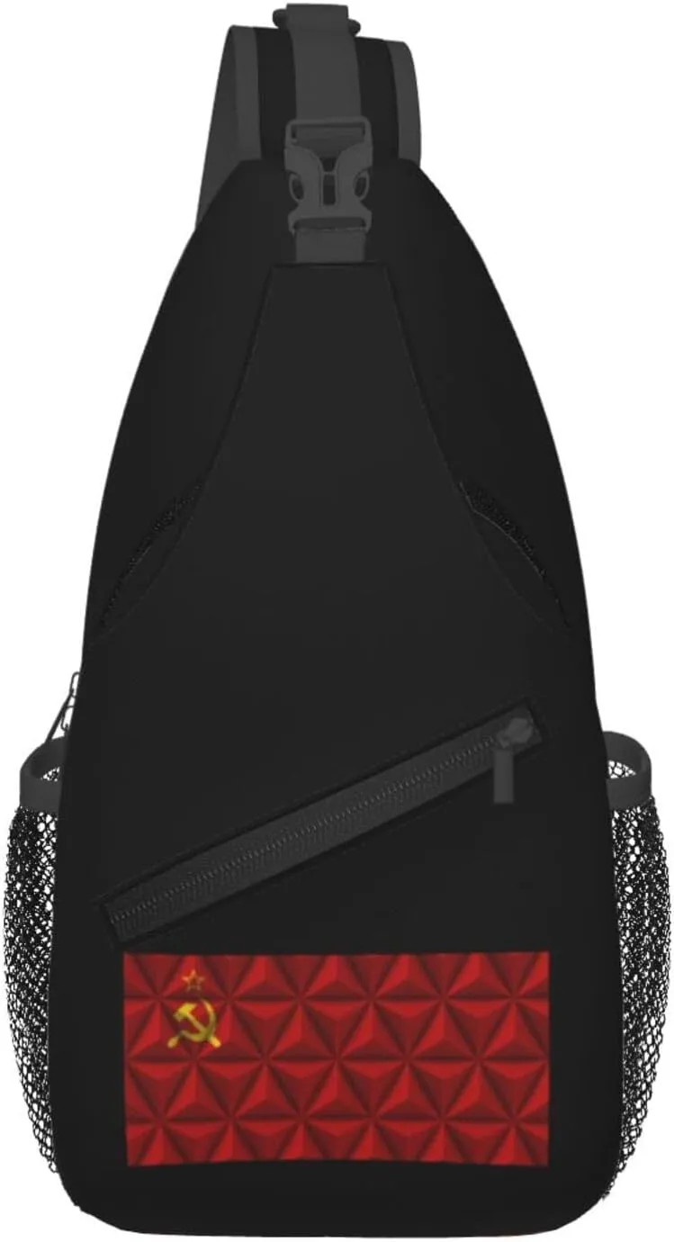 Flag of the Soviet Union With Polygon Effect Crossbody Bags For Women Men Chest Backpack Gym Shoulder Bag Travel Outdoor Sports Casual Crossbody Bags