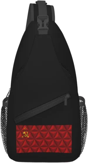 Flag of the Soviet Union With Polygon Effect Crossbody Bags For Women Men Chest Backpack Gym Shoulder Bag Travel Outdoor Sports Casual Crossbody Bags