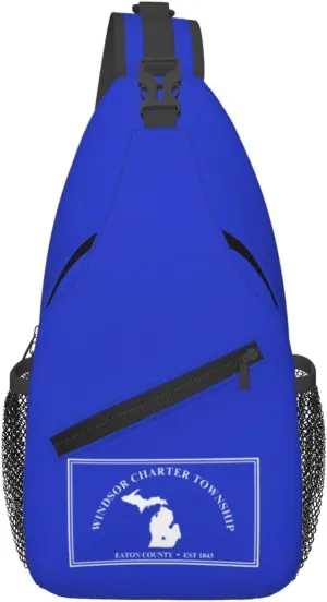 Flag Of Windsor Charter Township, Michigan Crossbody Bags For Women Men Chest Backpack Gym Shoulder Bag Travel Outdoor Sports Casual Crossbody Bags
