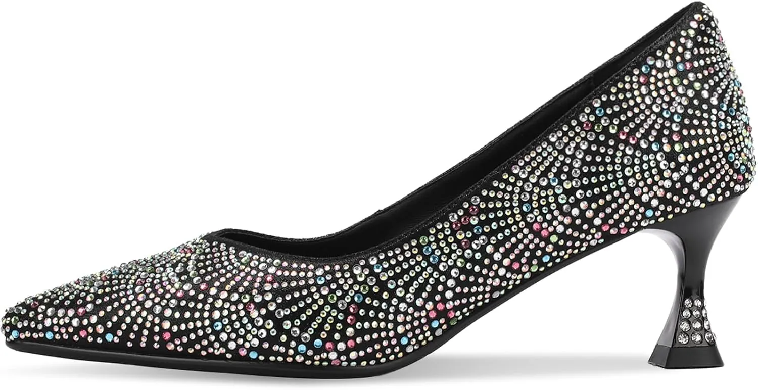 Floral High Heels for Women Stiletto Pointed Toe Pumps Closed Toe Dressy Comfortable Sexy Elegantes Faux Suede Wedding Slip On Formal Prom Sparkly 3 Inch Shoes