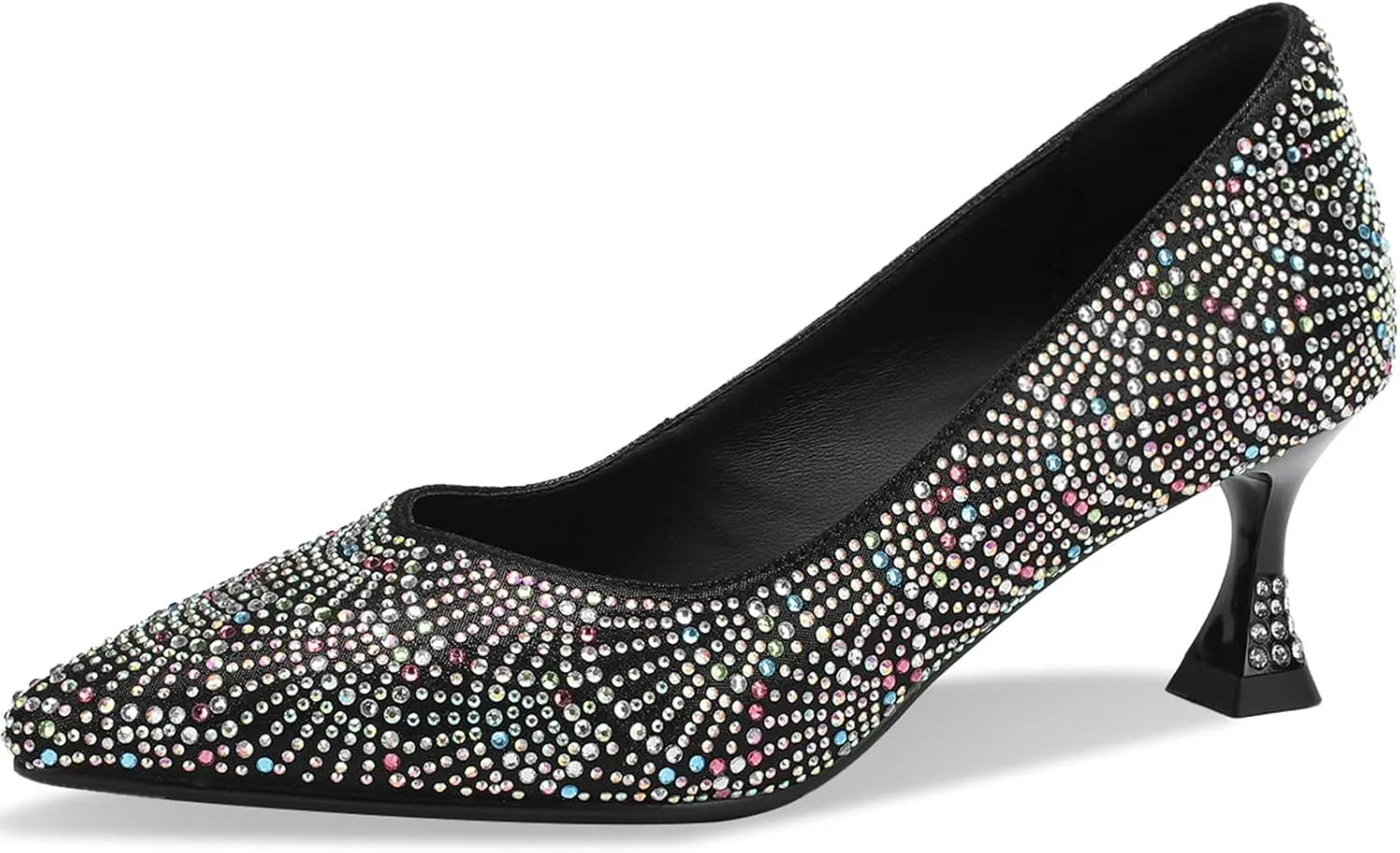 Floral High Heels for Women Stiletto Pointed Toe Pumps Closed Toe Dressy Comfortable Sexy Elegantes Faux Suede Wedding Slip On Formal Prom Sparkly 3 Inch Shoes