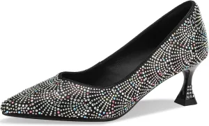 Floral High Heels for Women Stiletto Pointed Toe Pumps Closed Toe Dressy Comfortable Sexy Elegantes Faux Suede Wedding Slip On Formal Prom Sparkly 3 Inch Shoes