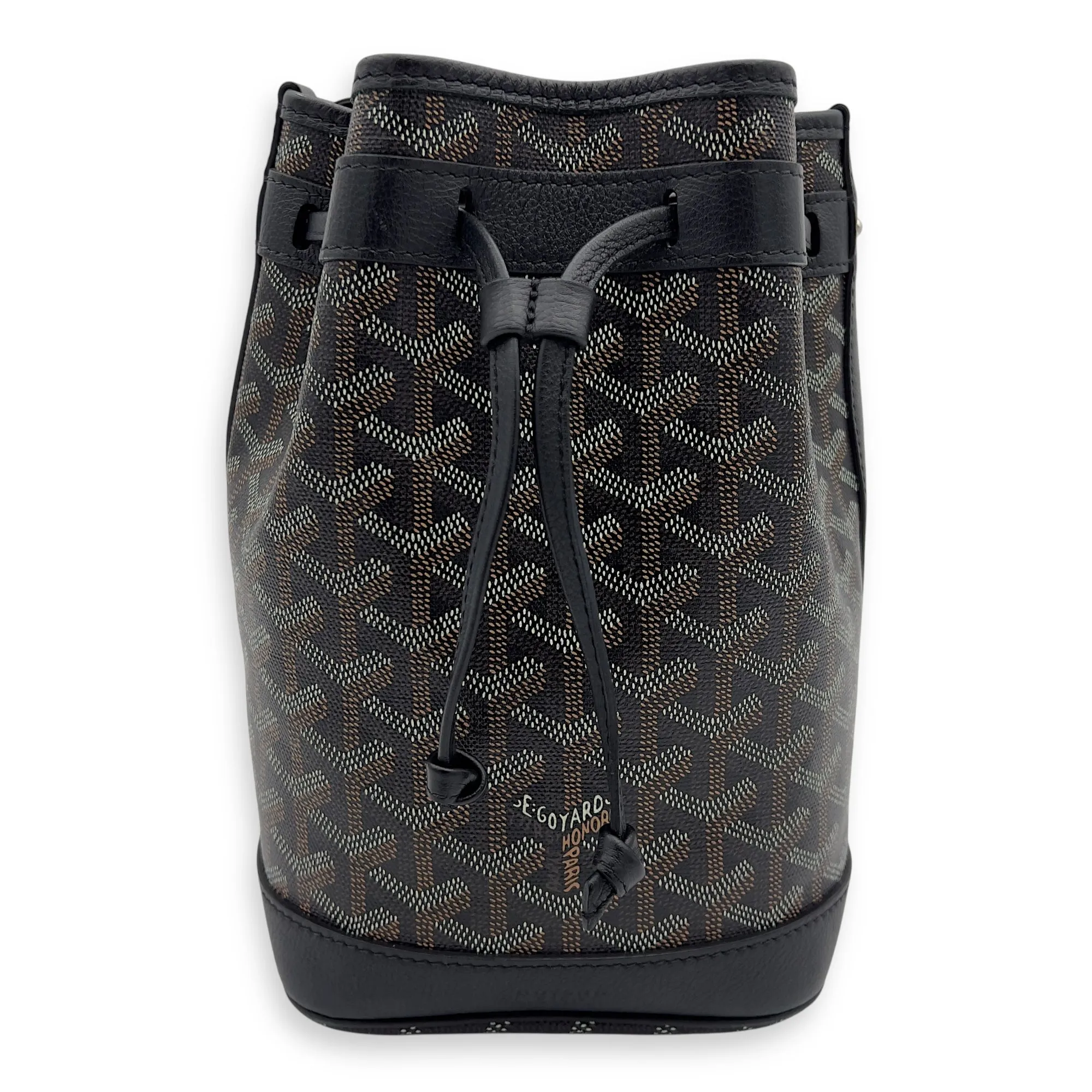 Flot Petite Black Bucket Bag in Coated Canvas, Silver hardware